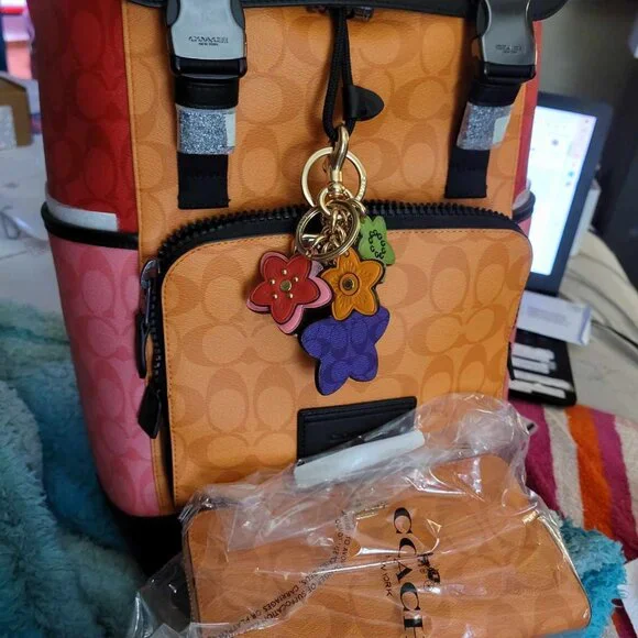 COPY - COACH LARGE MULTI-COLORED BACKPACK/ PURSE/ COACH CHARMS